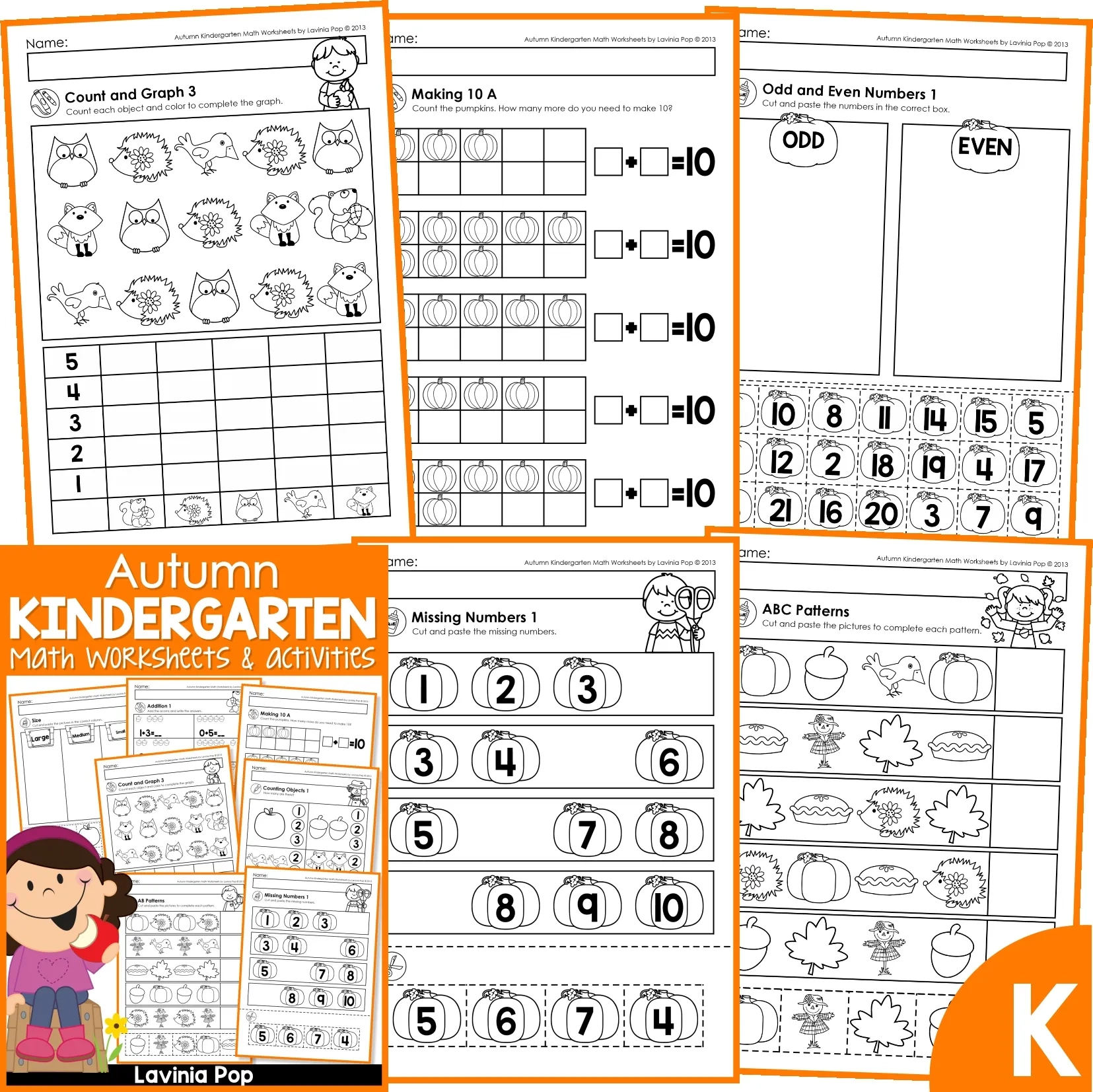 Autumn Fall Kindergarten Math Worksheets And Activities No Prep