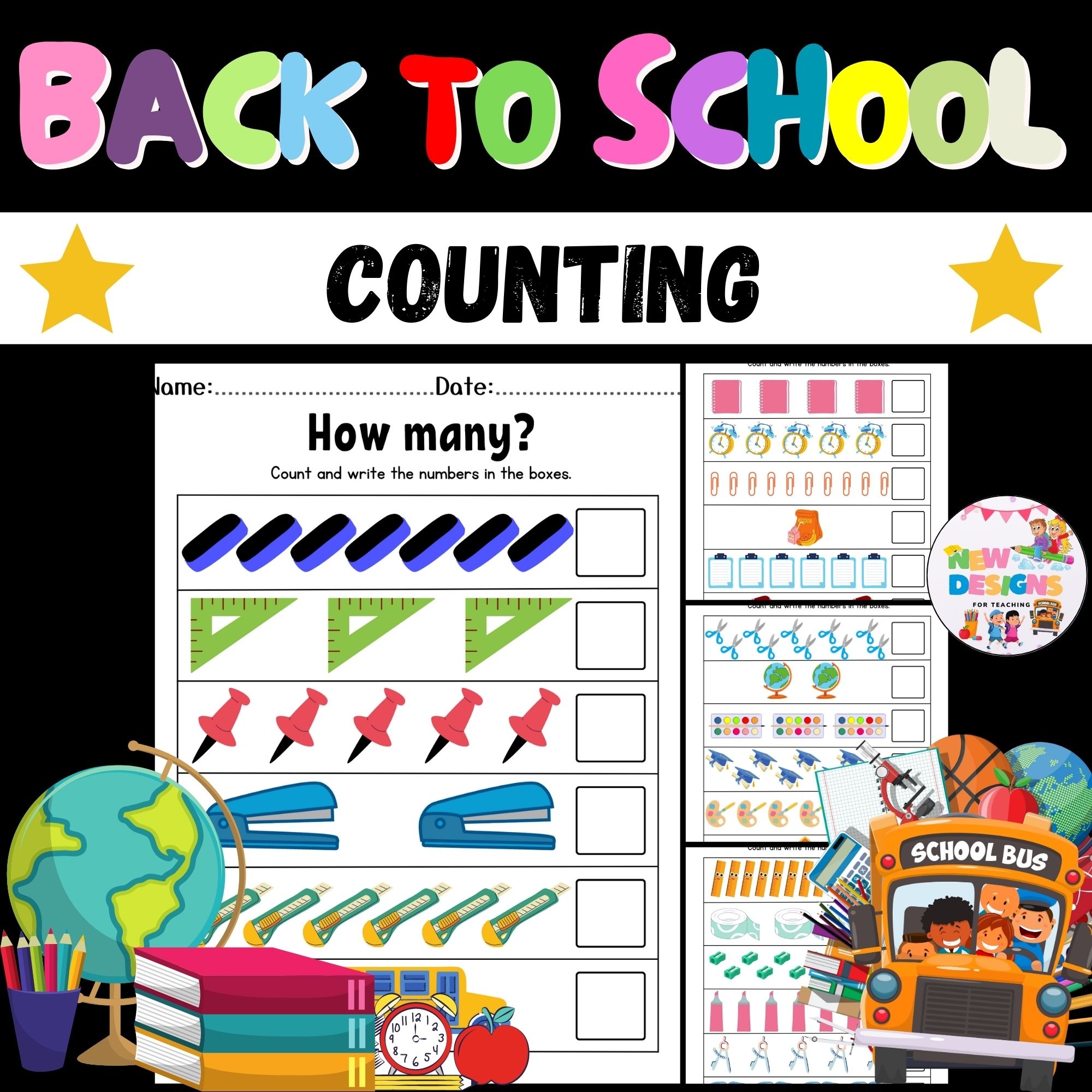 Back To School Counting Activity How Many Printable Worksheets For Kids Made By Teachers