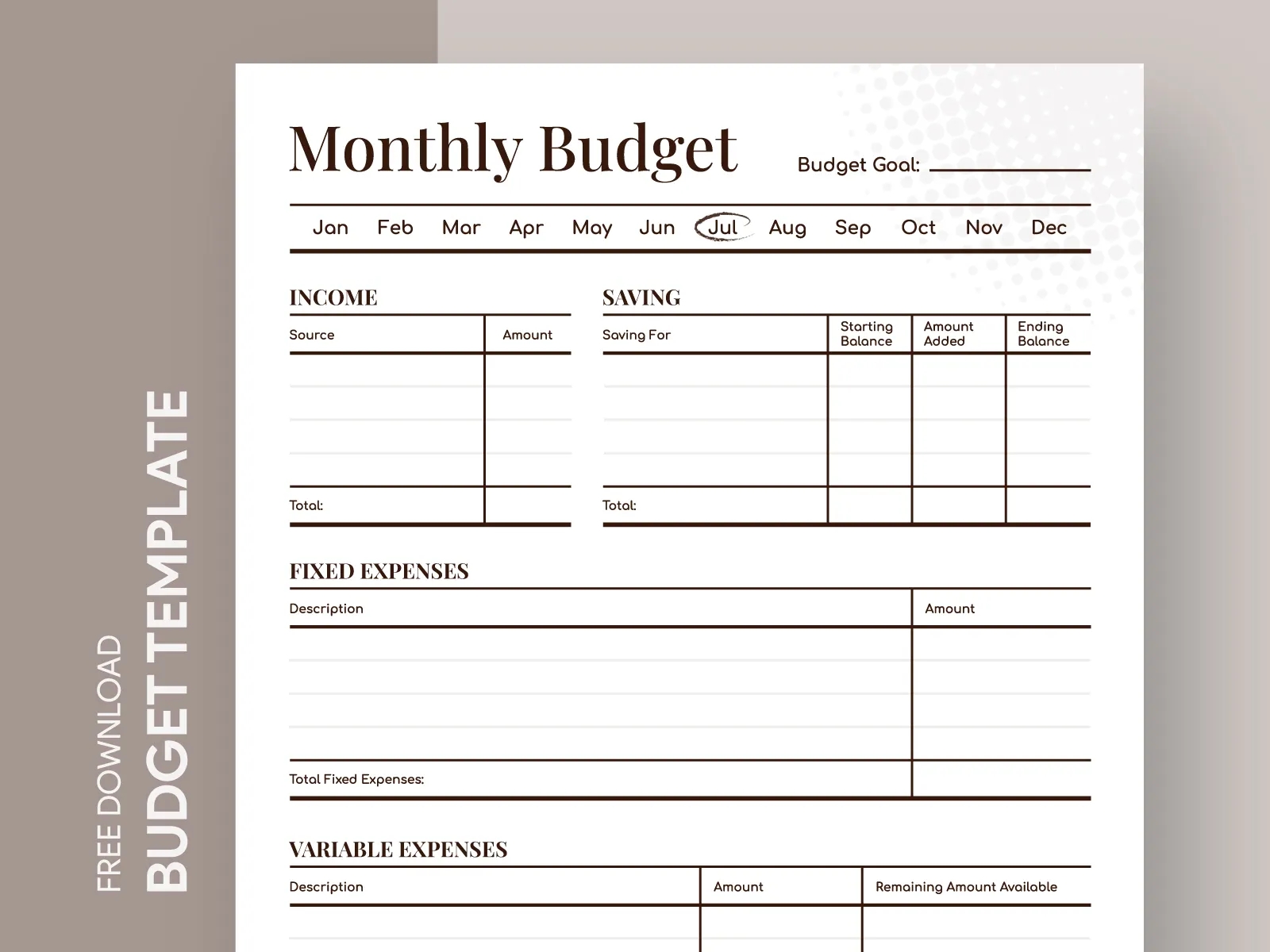 Budget Planner Printable Free Google Docs Template By Gdoc On Dribbble