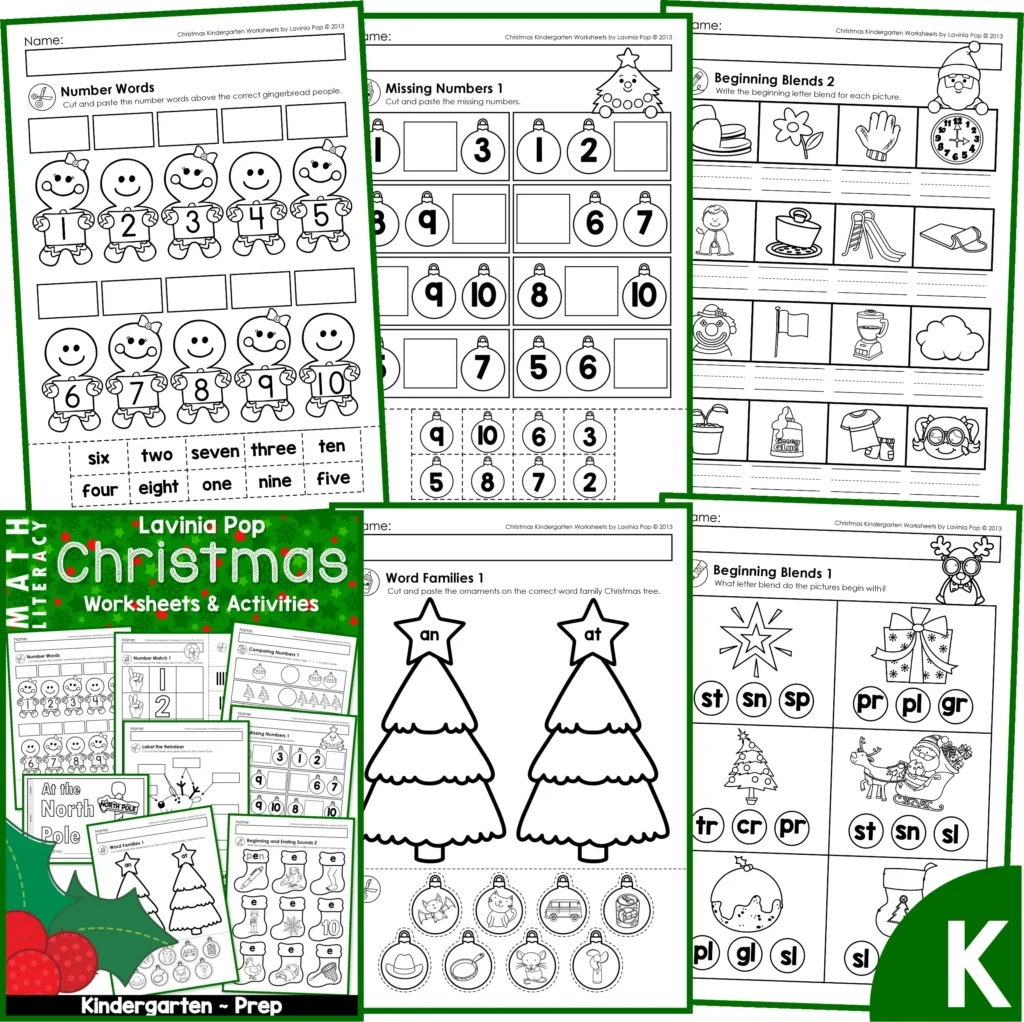 Christmas Math Literacy Worksheets Activities For Kindergarten No Prep In My World