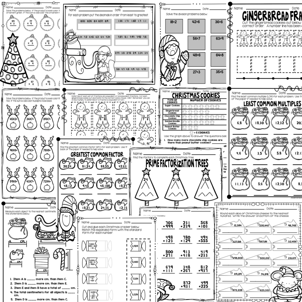 Christmas Math Worksheets Grades 3 5 Teaching Tidbits And More
