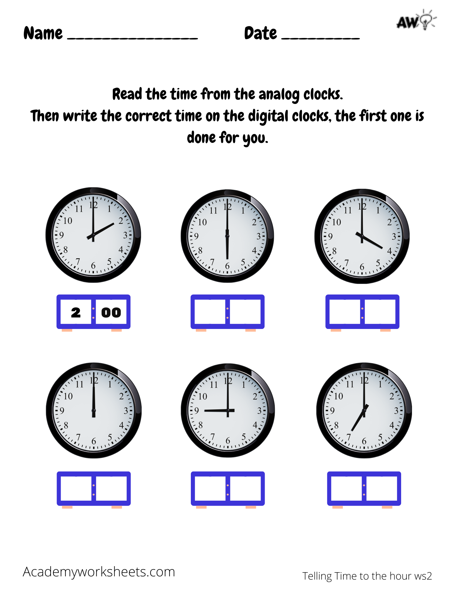 Printable Clock Worksheets