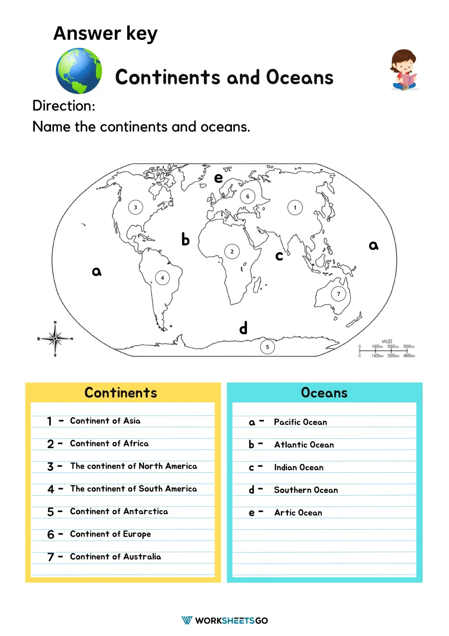 Continents And Oceans WorksheetsGO
