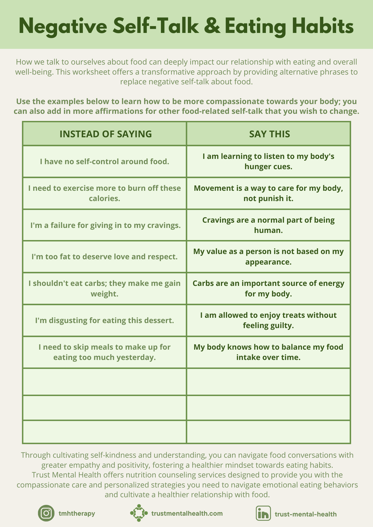 Free Printable Coping Skills Worksheets For Adults
