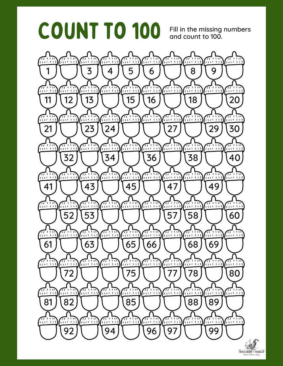 Count To 100 Math Worksheet Set Printable Ahava Always