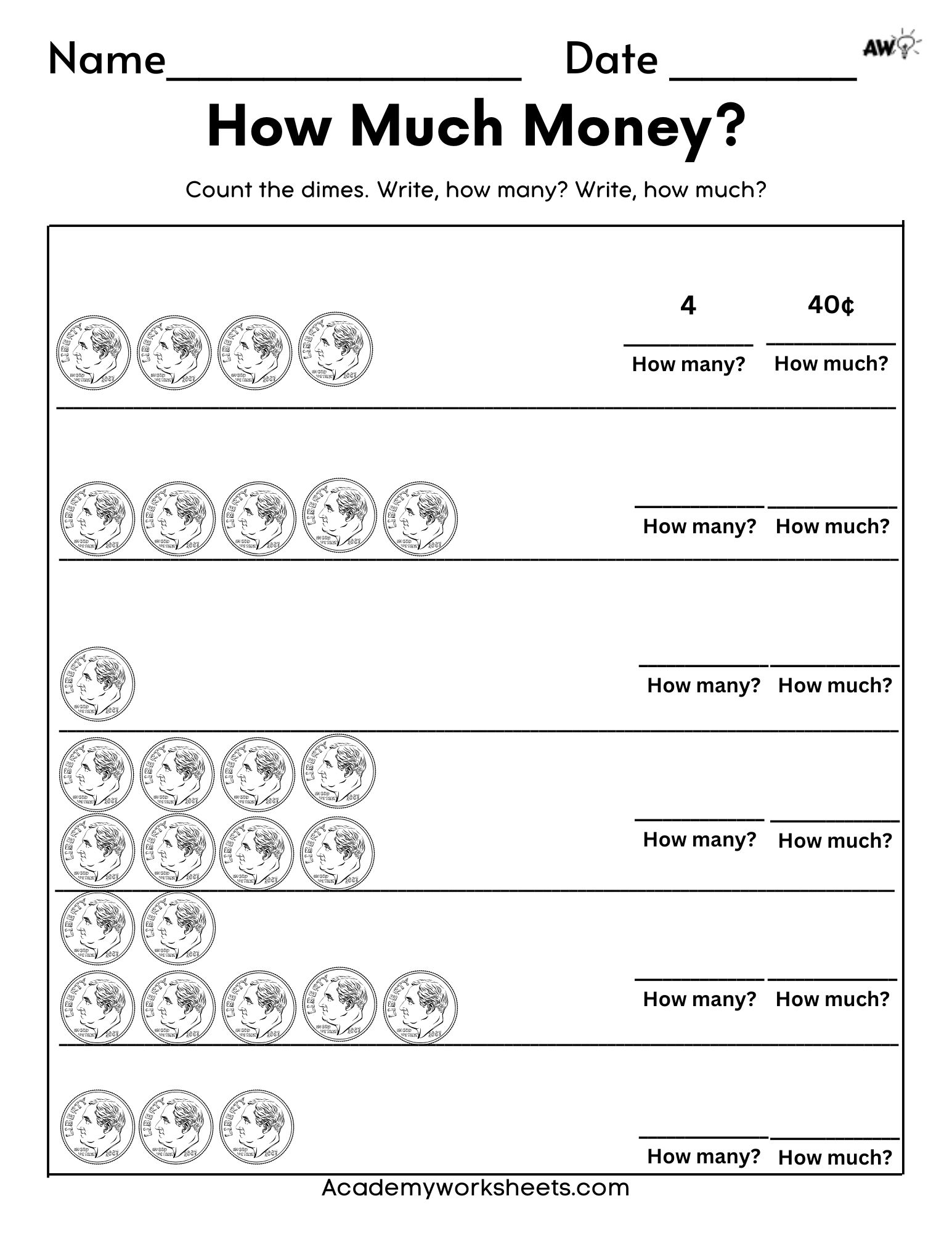 Free Printable Coin Worksheets