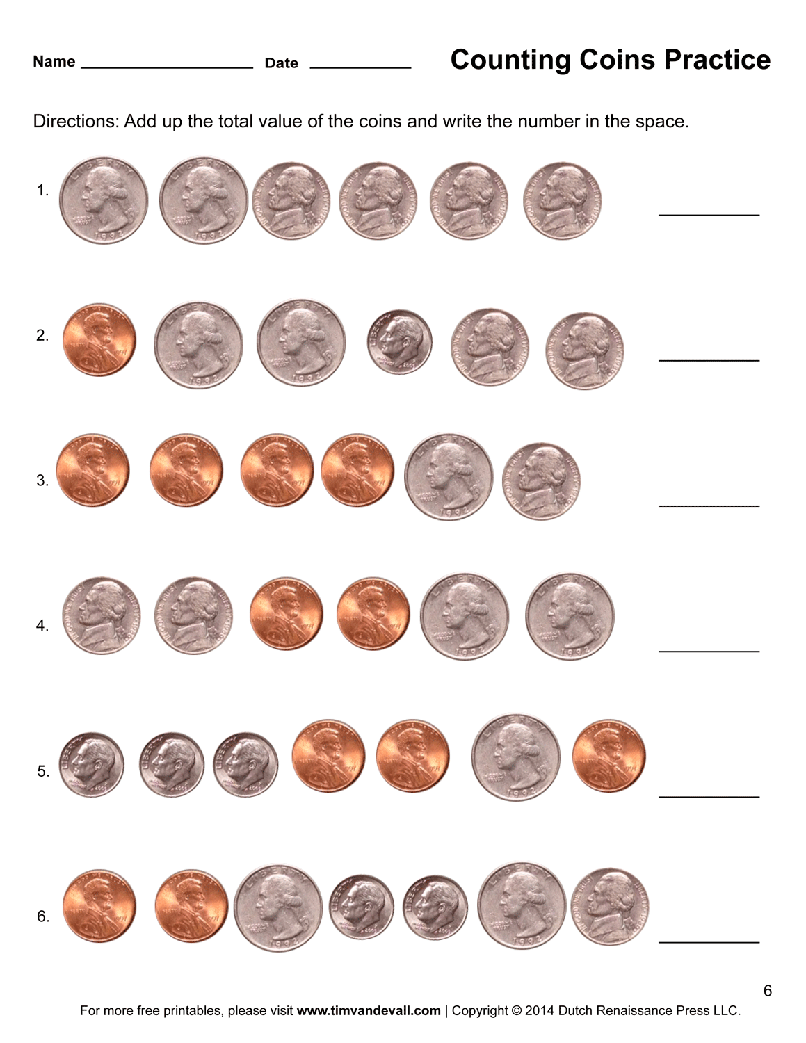 Counting money printable worksheet Tim s Printables