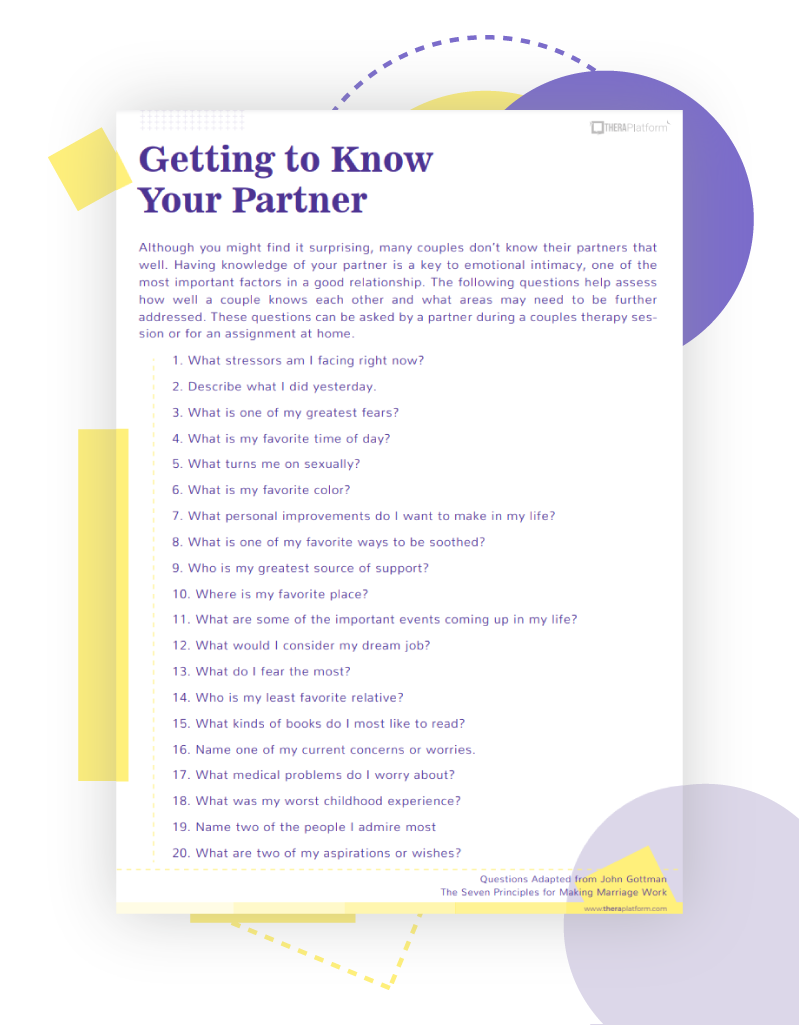 Couples Therapy Worksheets