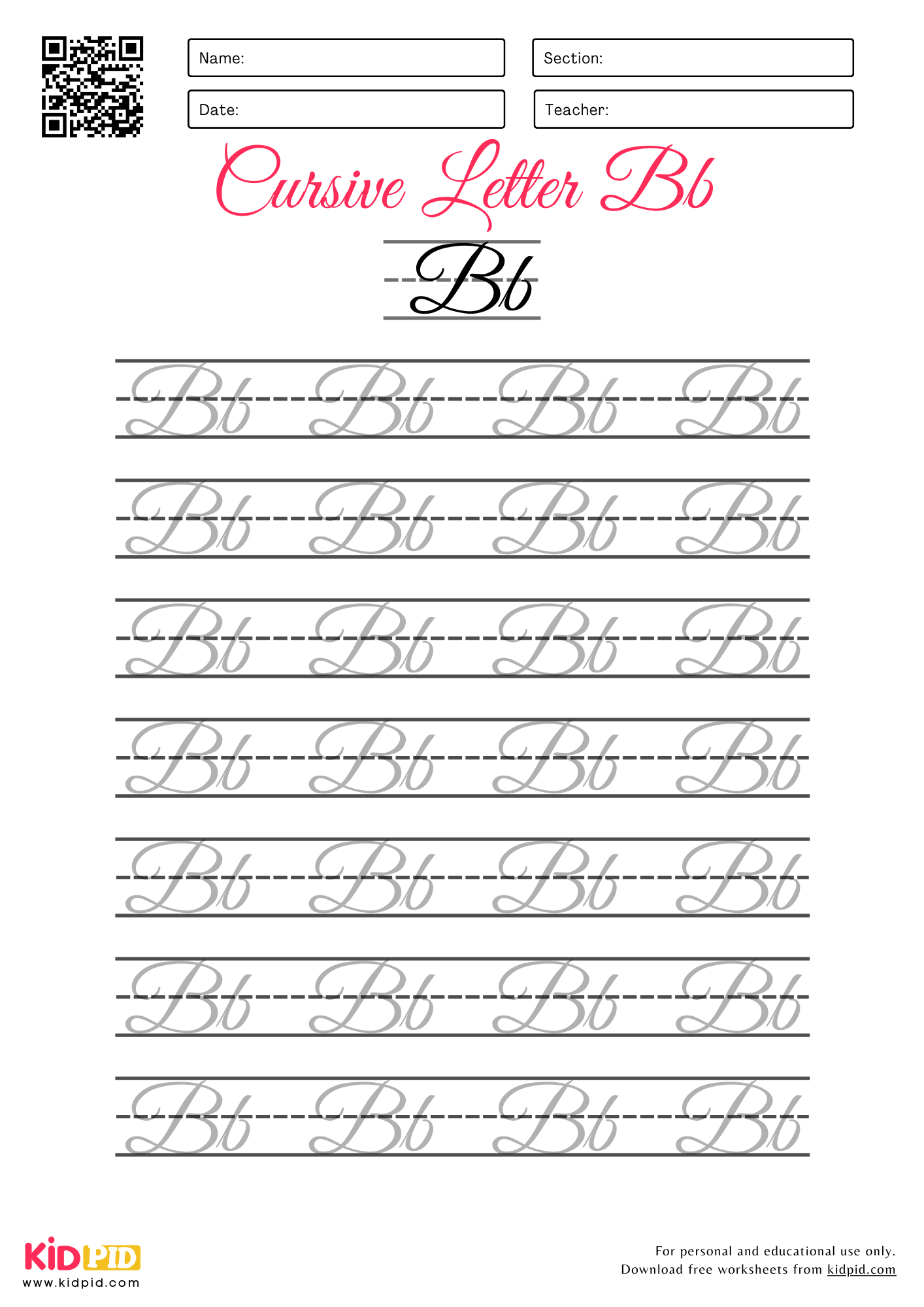 Cursive Letters Handwriting Worksheet Kidpid
