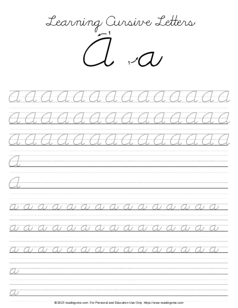 Cursive Writing Letter A ReadingVine