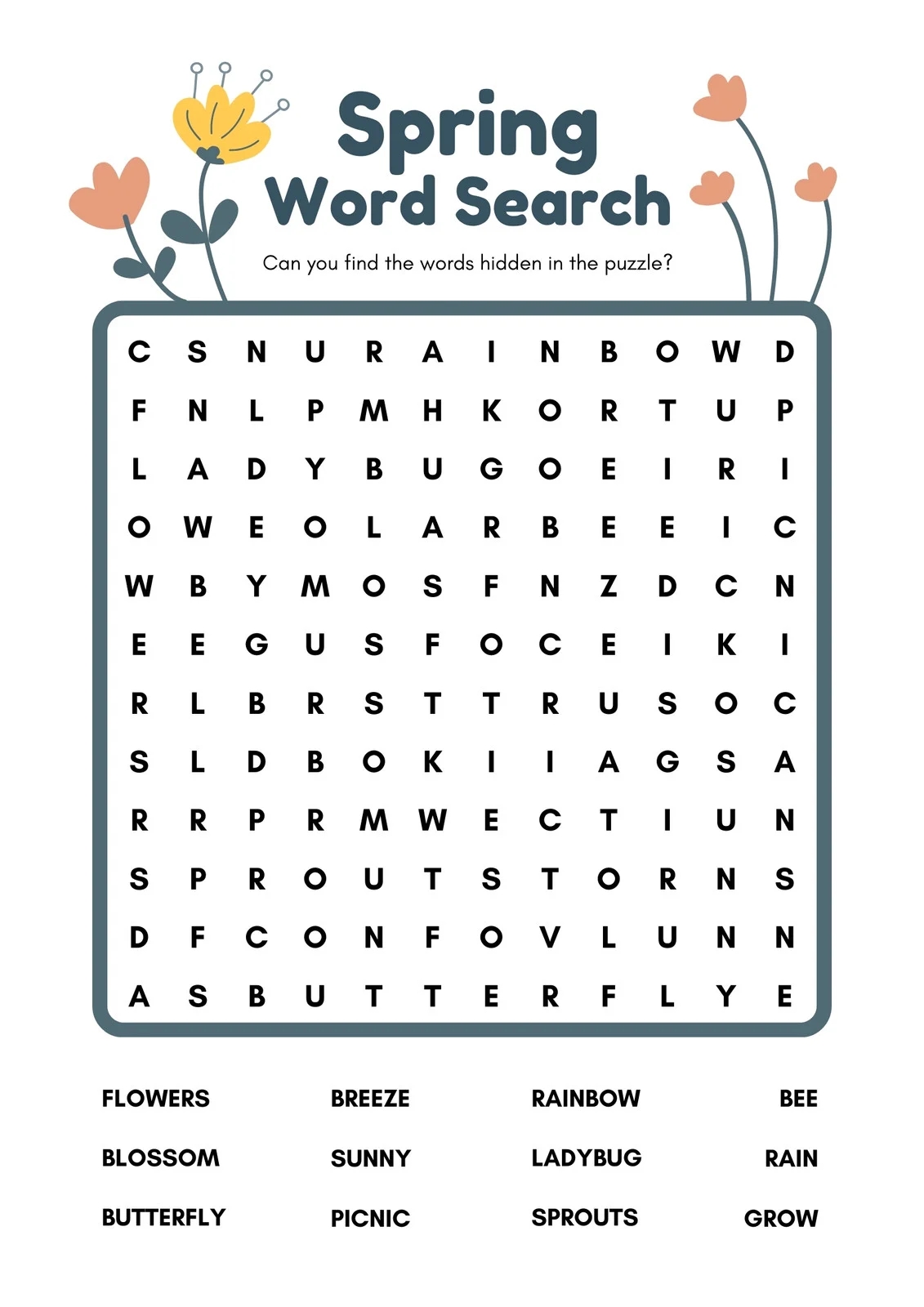 Custom Printable Spring Worksheet Templates Canva