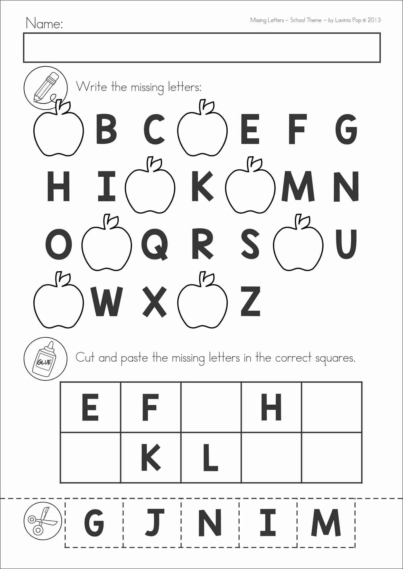 Cut And Paste Alphabet Worksheets