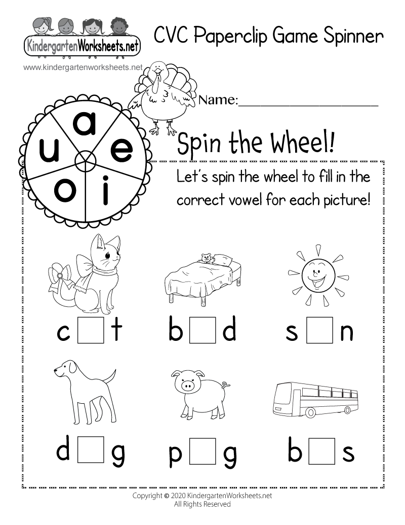 CVC Paperclip Game Spinner Worksheet Free Printable Digital PDF CVC Paperclip Game Spinner Worksheet Free Printable Digital PDF
