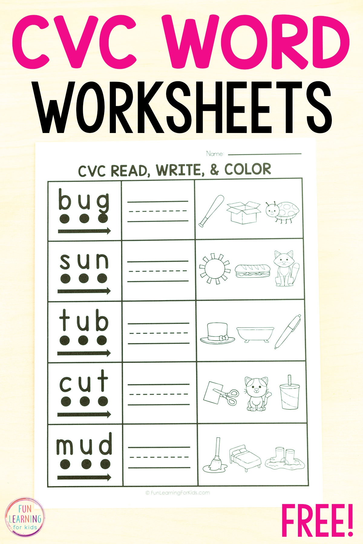Free Printable Cvc Words Worksheets