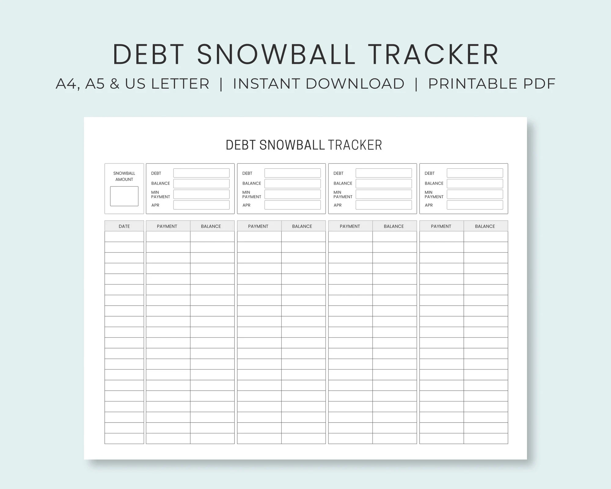 Debt Snowball Tracker Printable Debt Payment Worksheet Debt Payoff Progress Log Debt Free Goal Chart Instant Download Etsy