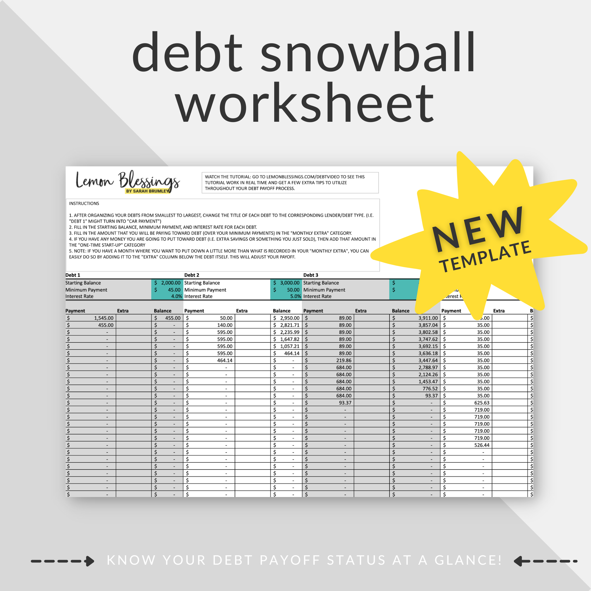 Debt Snowball Worksheet Excel Lemon Blessings