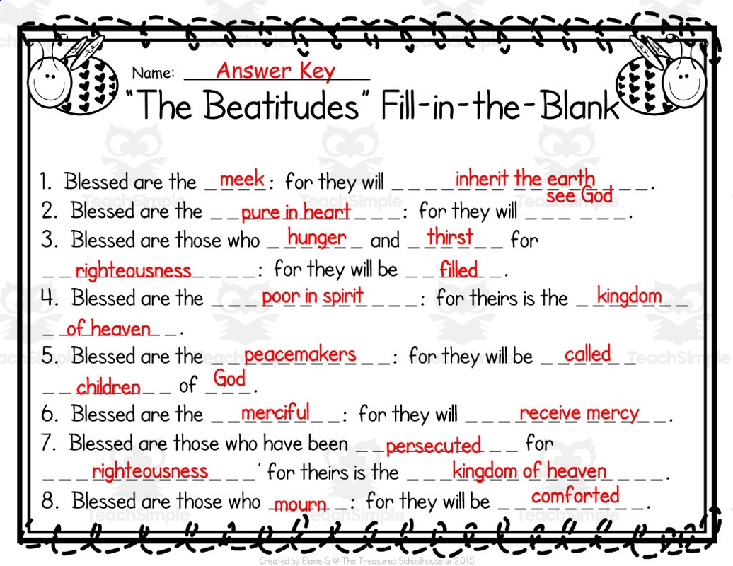 Discipleship And Beatitudes Worksheet Crossword WordMint Worksheets Library