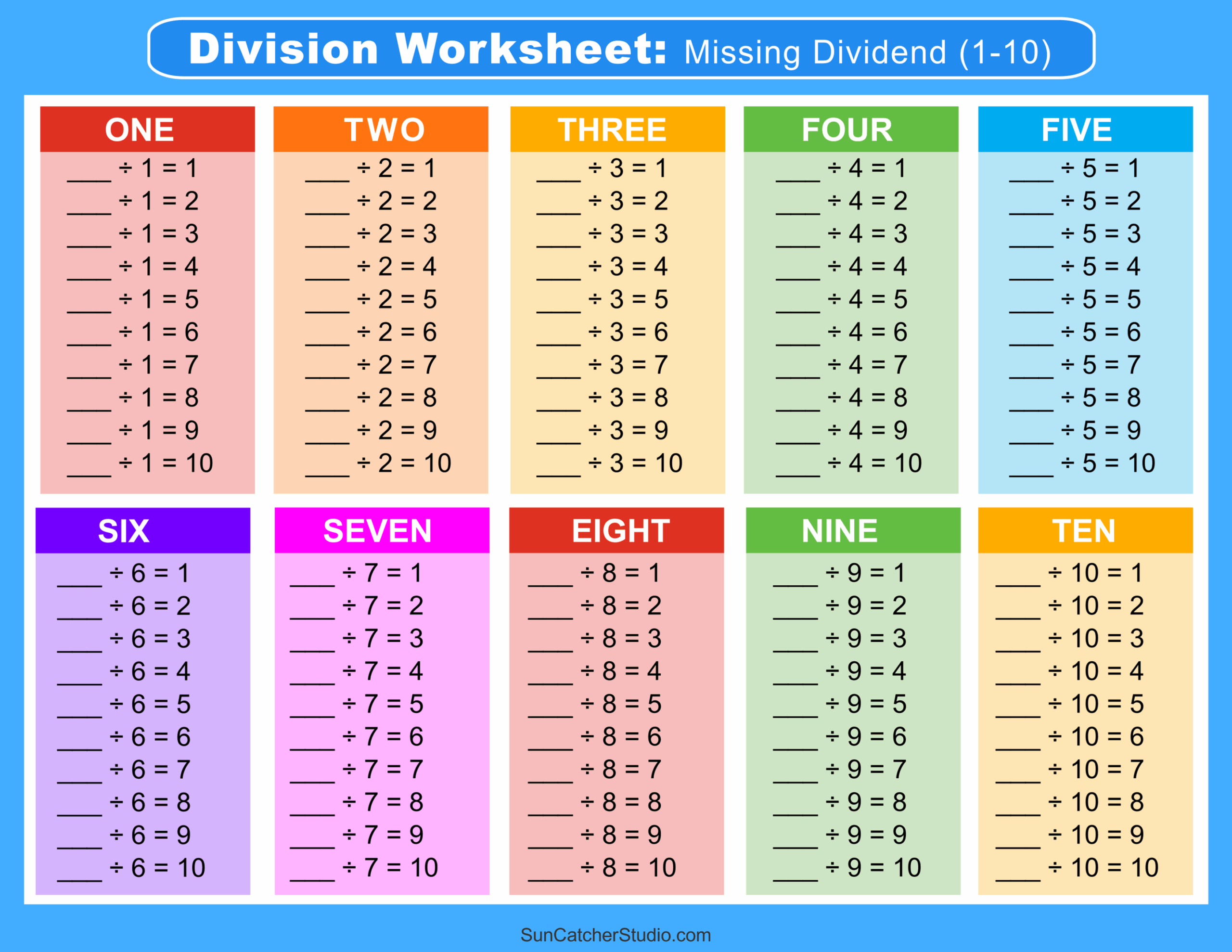 Free Printable Worksheets For Division