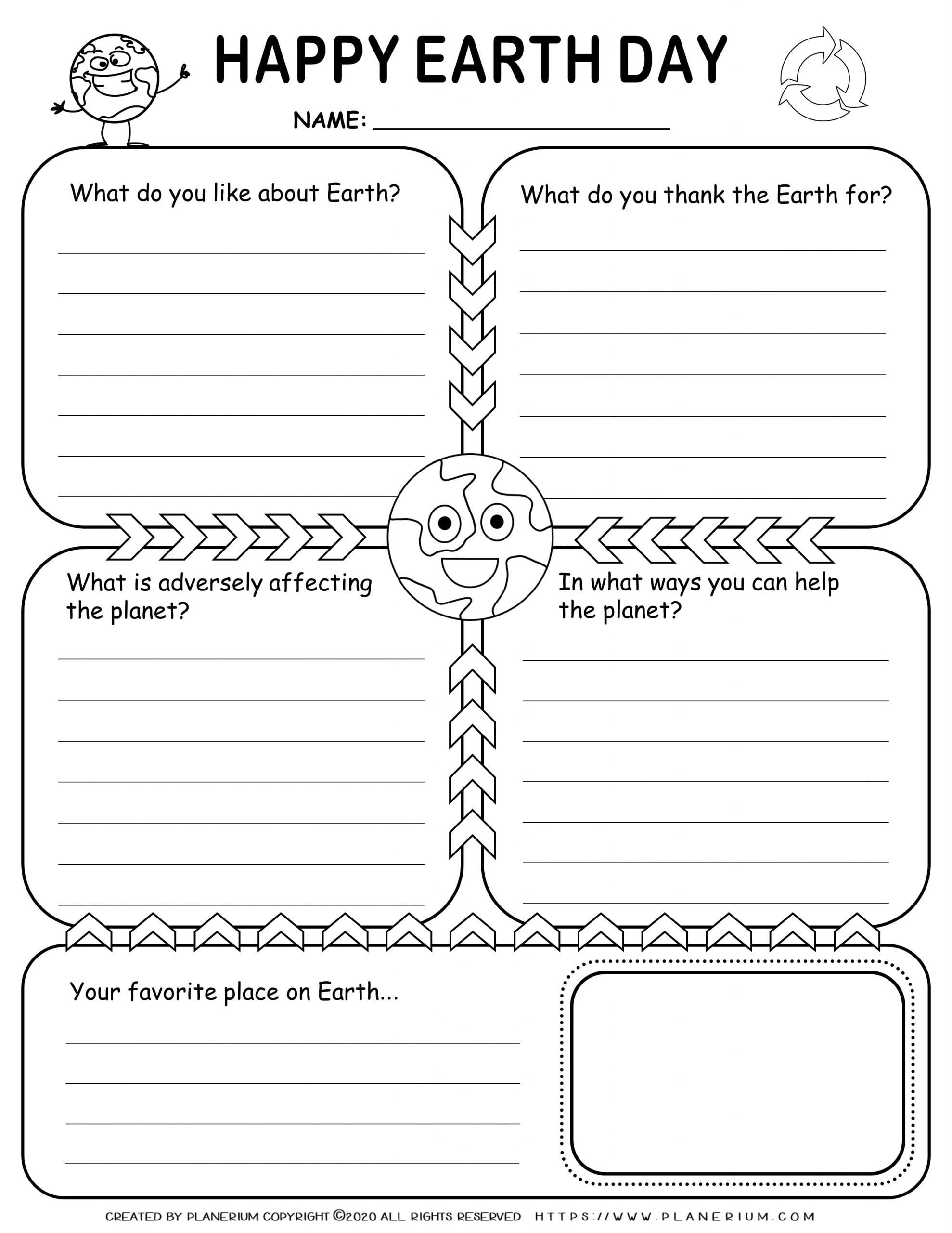 Earth Day Worksheet Write About Planet Earth Planerium