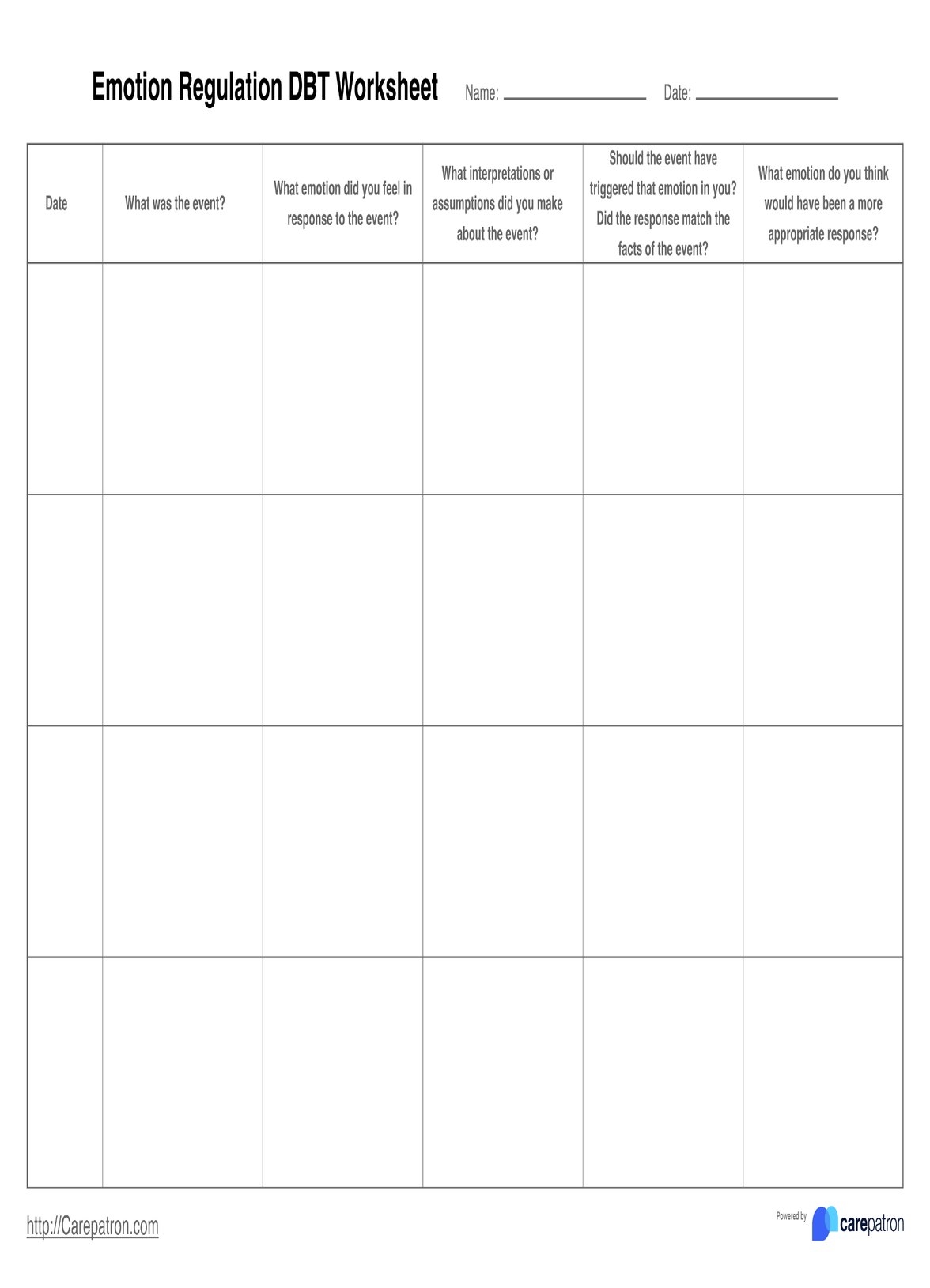 Free Printable Emotional Regulation Worksheets