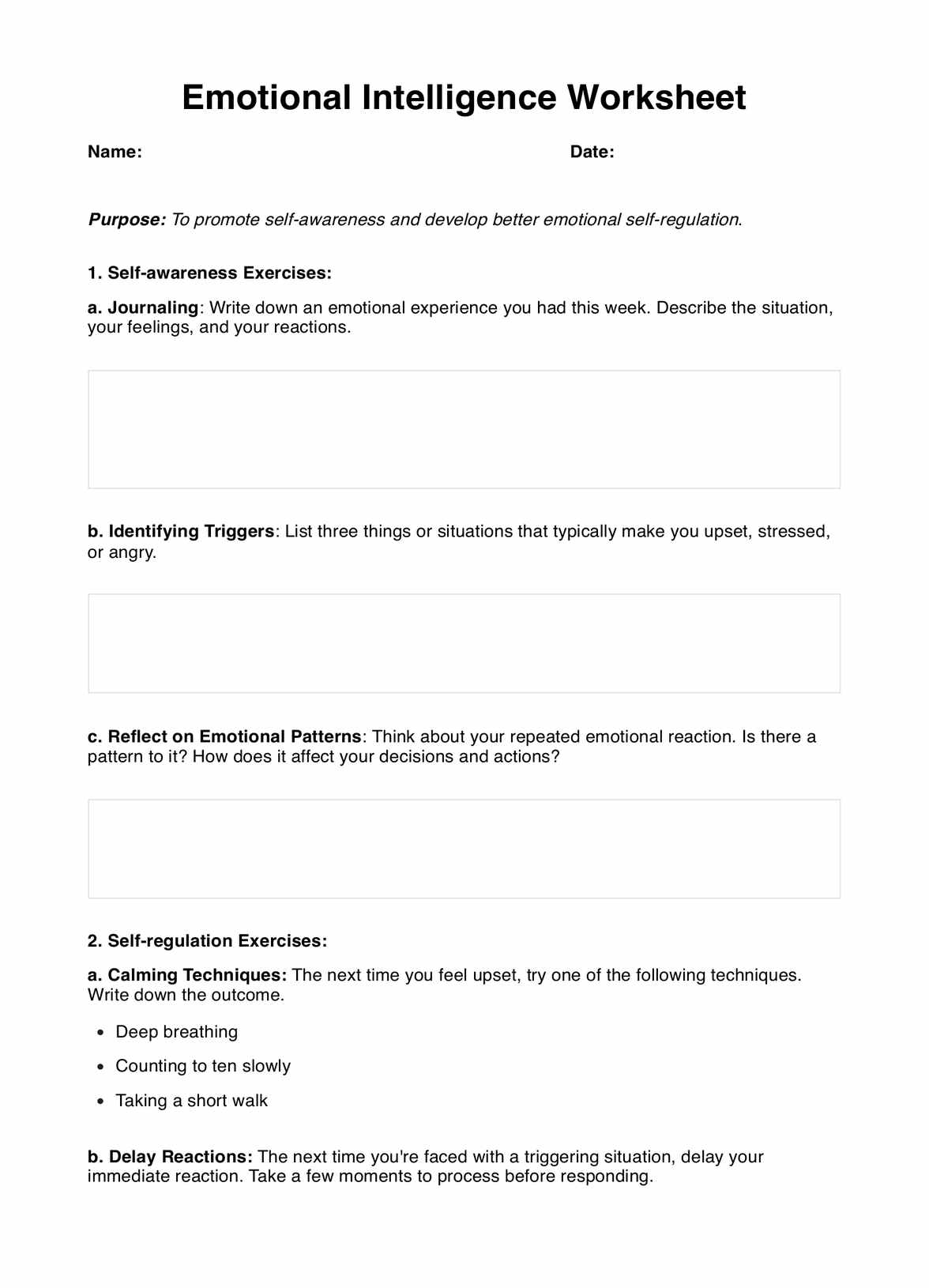 Free Printable Emotional Regulation Worksheets For Adults