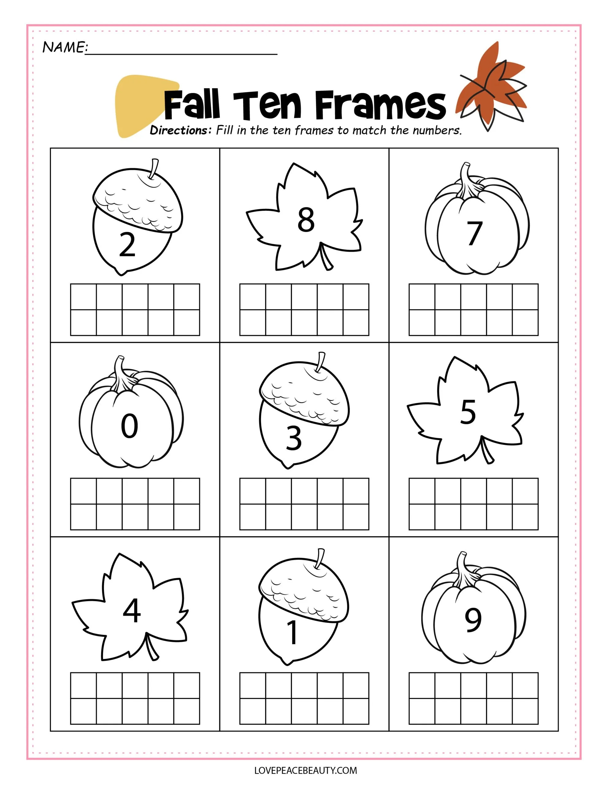 Fall Math Worksheets Love Peace Motherhood