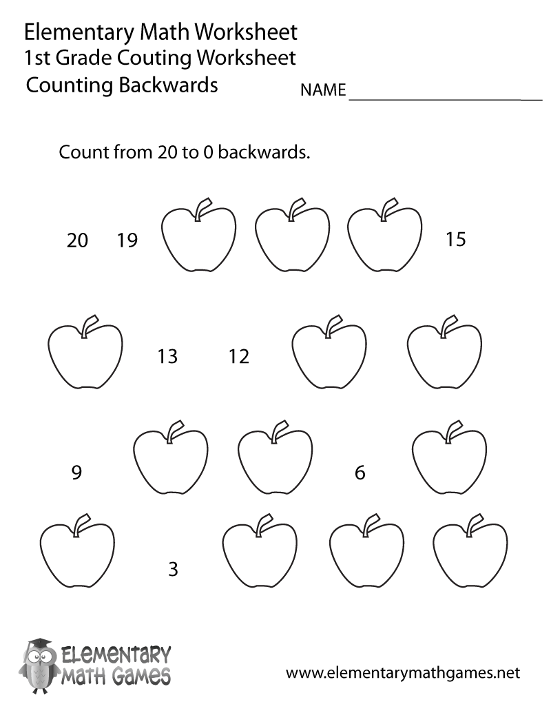First Grade Counting Backwards Worksheet First Grade Counting Backwards Worksheet
