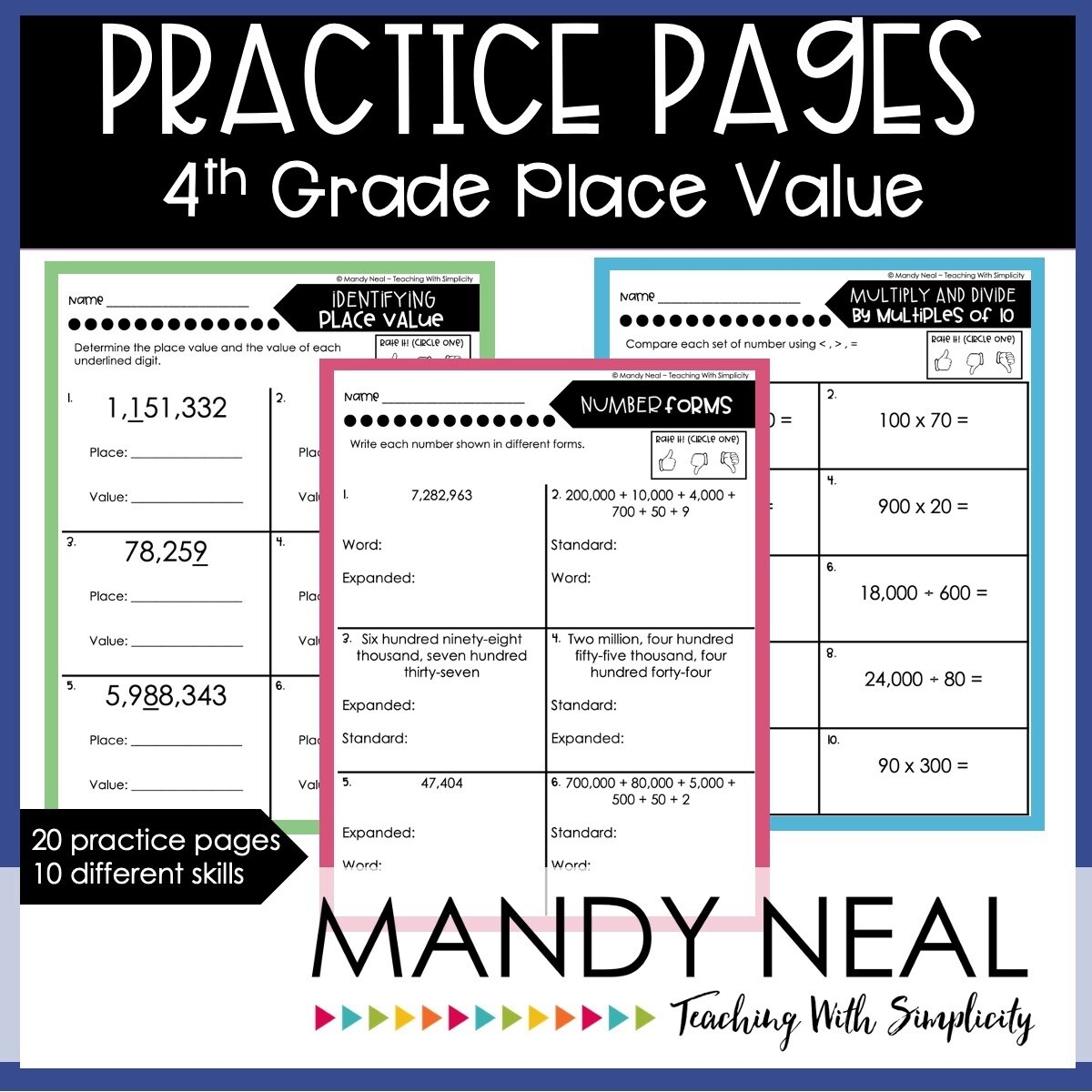 Fourth Grade Place Value Worksheets Printable
