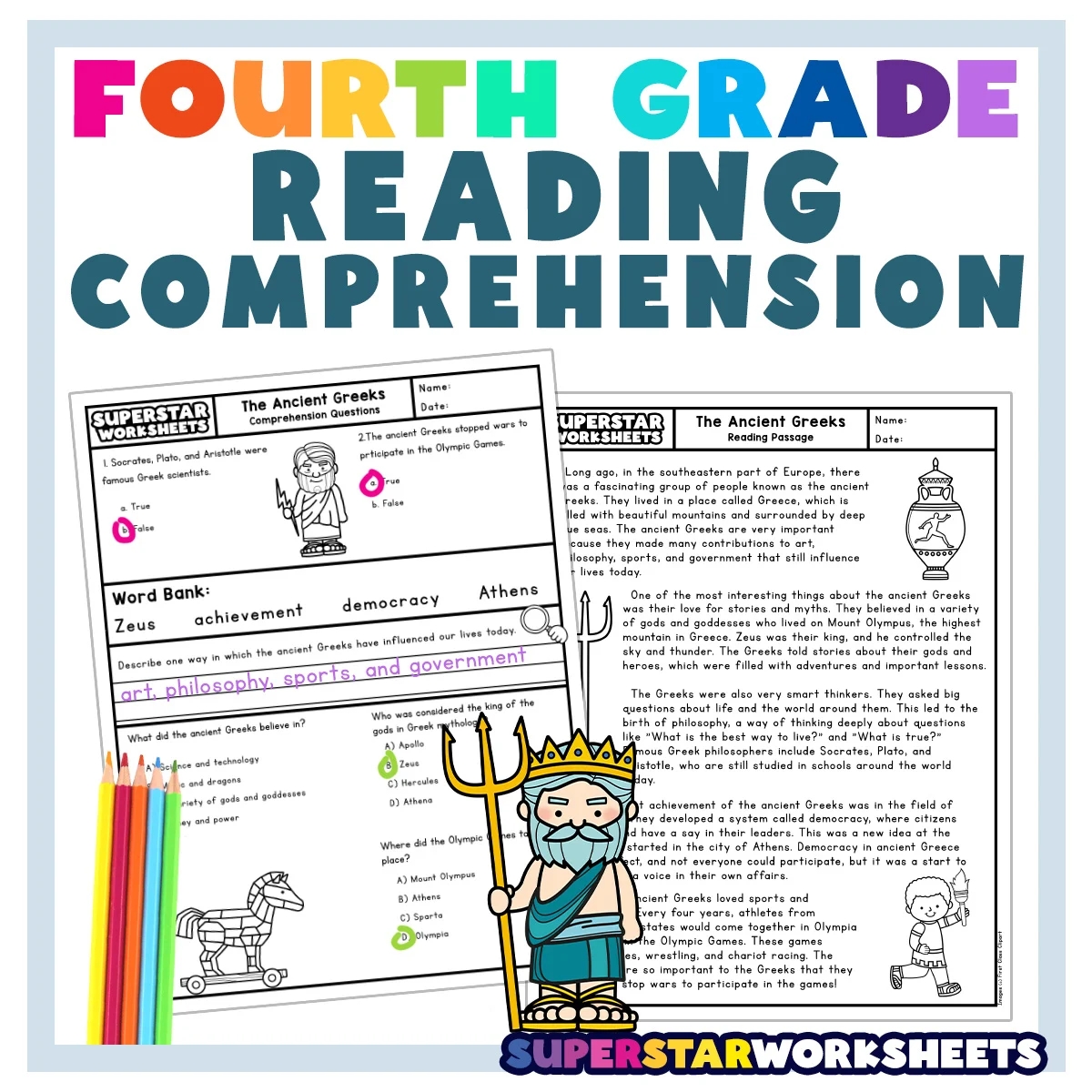 Fourth Grade Reading Comprehension Superstar Worksheets