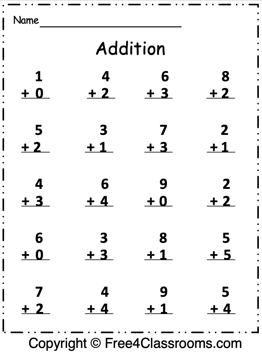 Free 1 Digit To 10 Addition Math Worksheet Free Worksheets Free4Classrooms