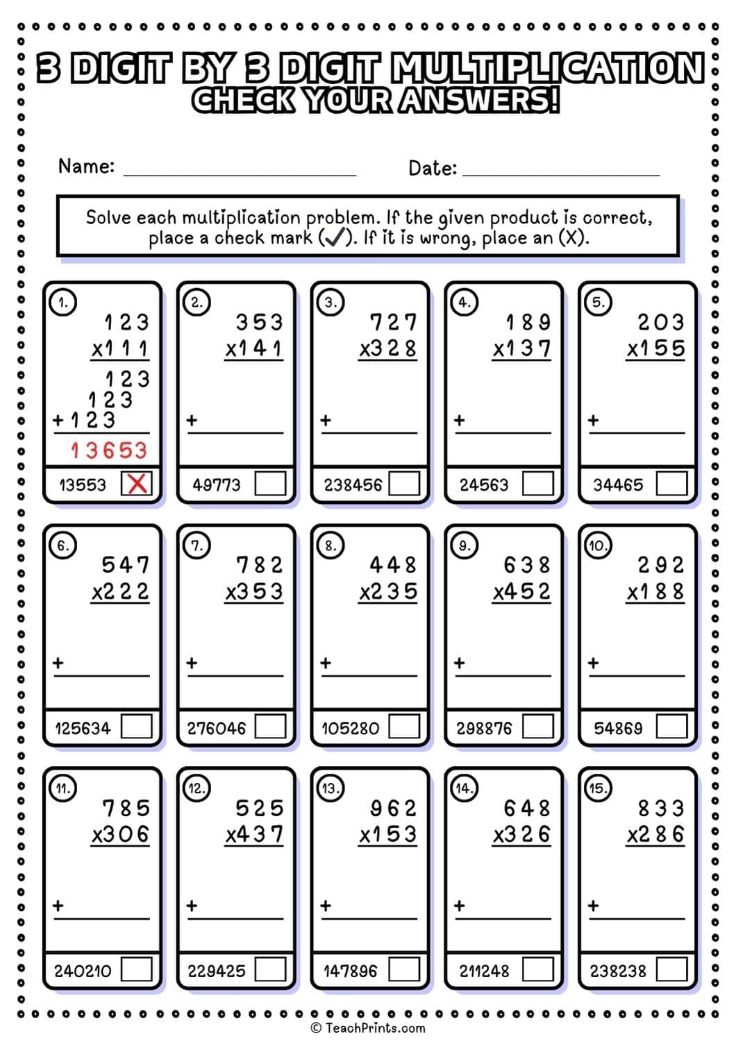 Multiplication Worksheets Grade 3 Printable