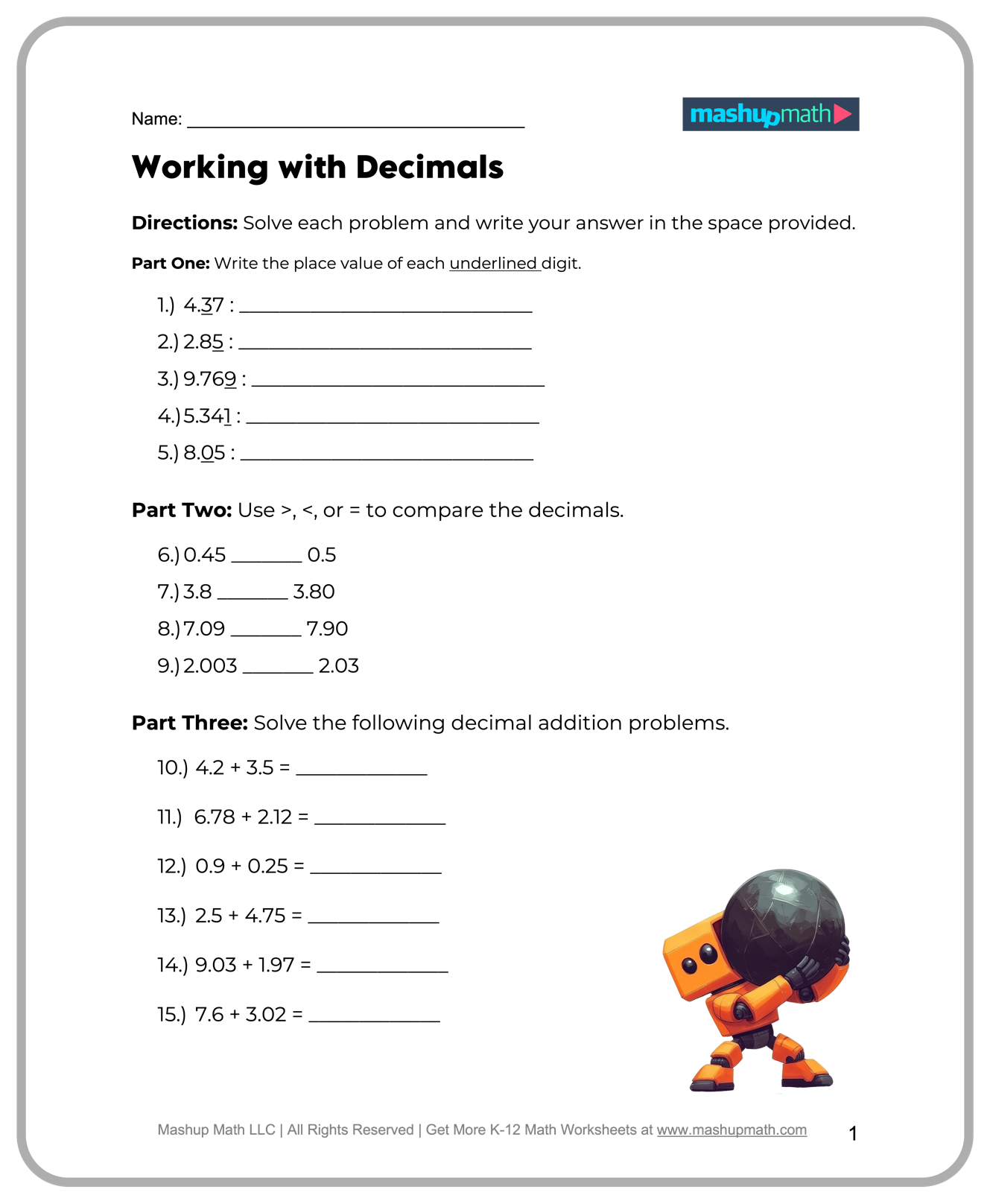 Free 5th Grade Math Worksheets Printable W Answers Mashup Math