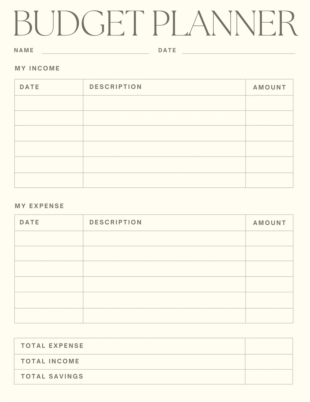 Printable Budget Worksheets