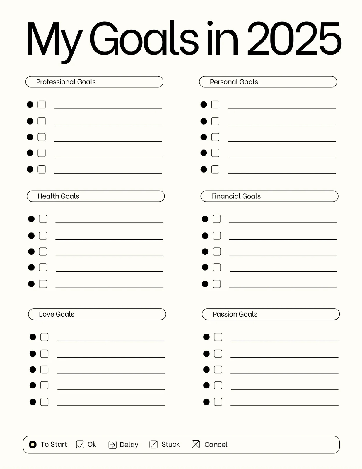 Free And Customizable Goals Templates