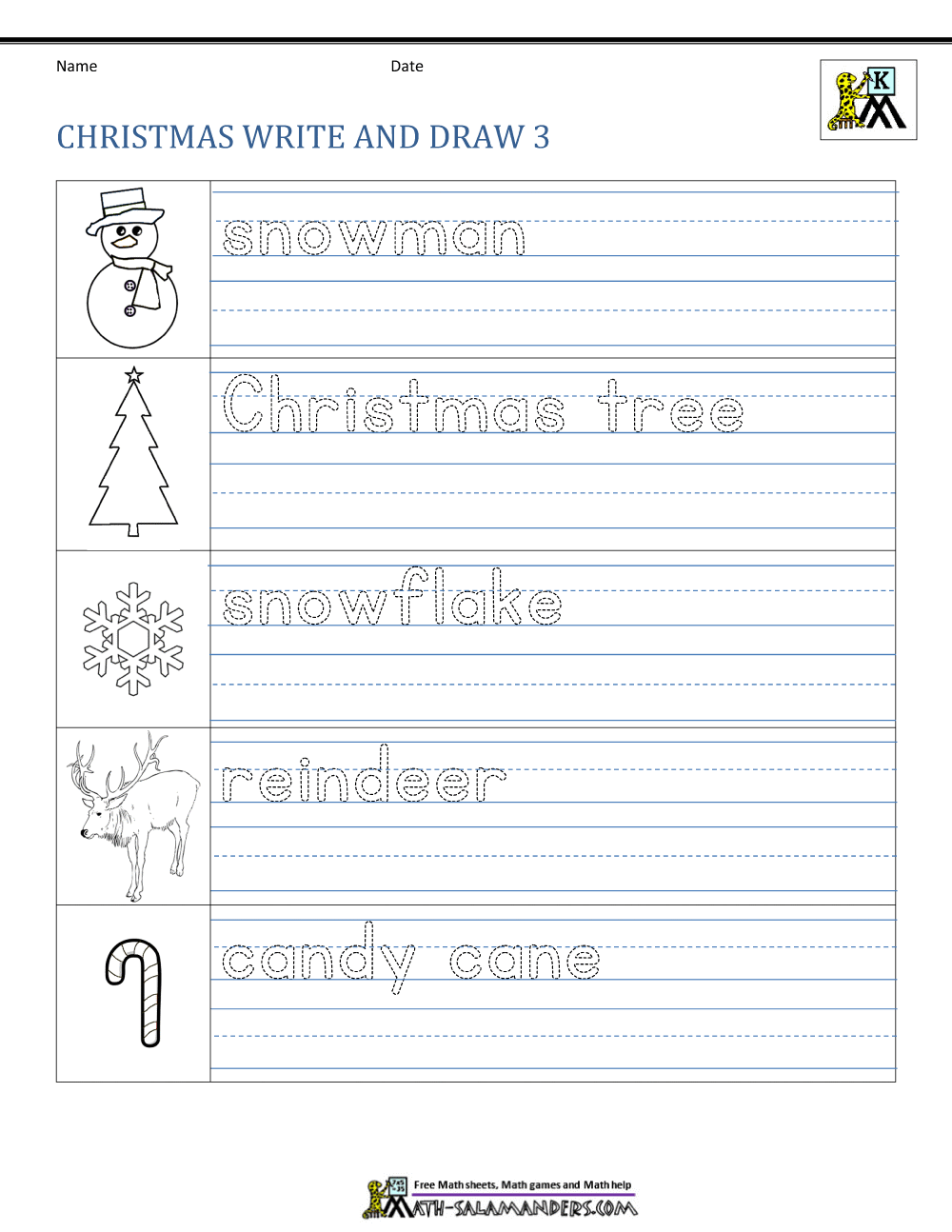 Free Christmas Worksheets For Kids