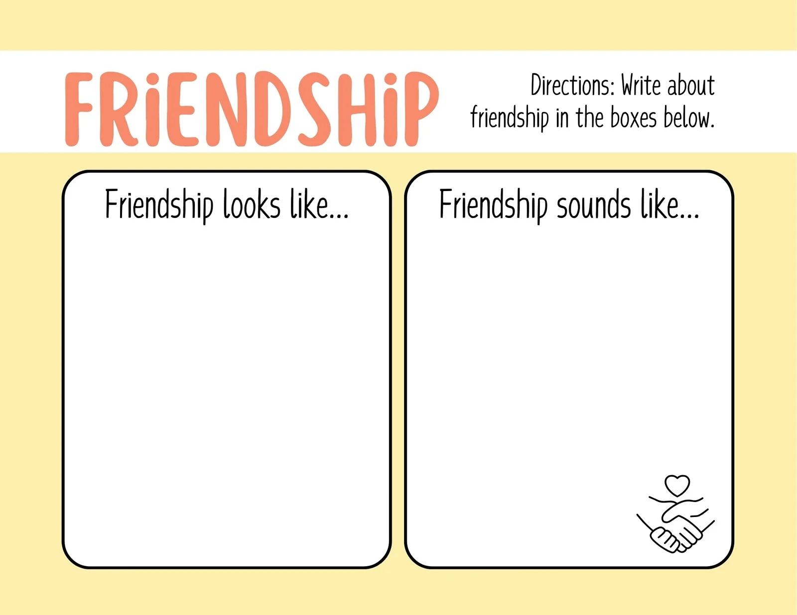 Free Custom Printable Friendship Worksheet Templates Canva