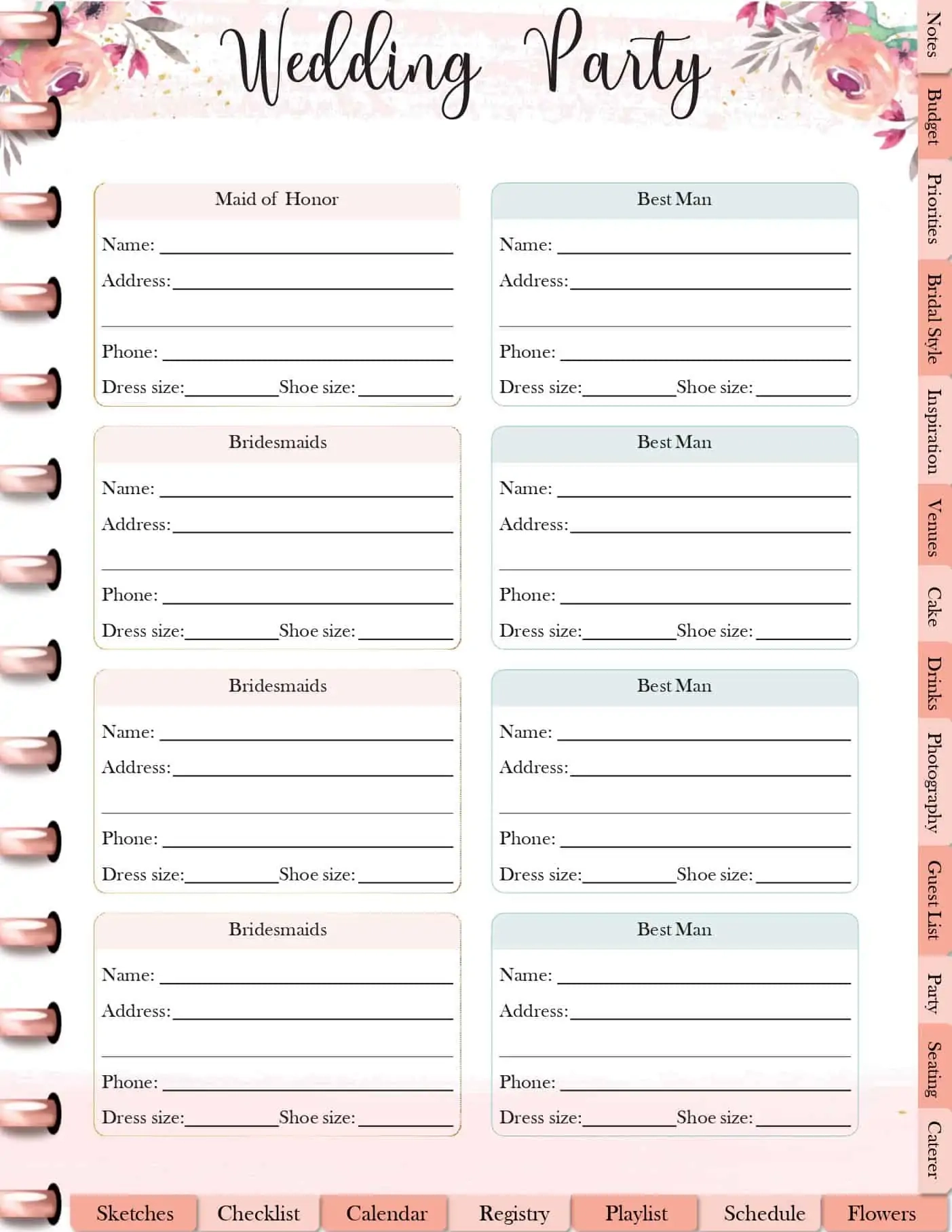 FREE Digital Or Printable Wedding Planner Wedding Spreadsheet Worksheets Library