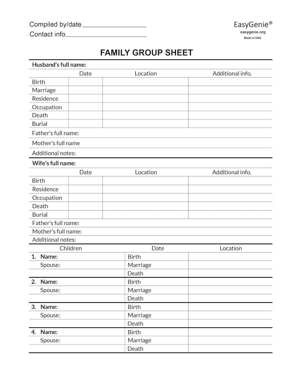 Free Printable Genealogy Forms Individual Worksheet