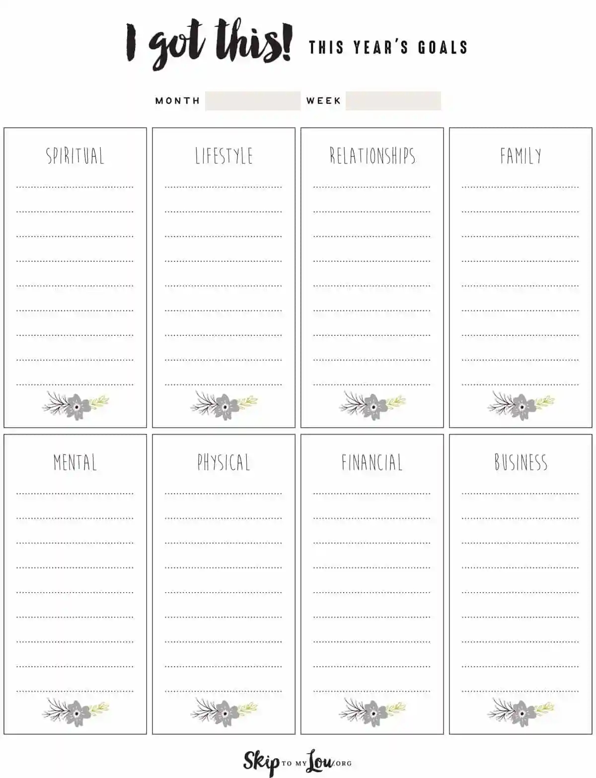 Printable Goal Setting Worksheet