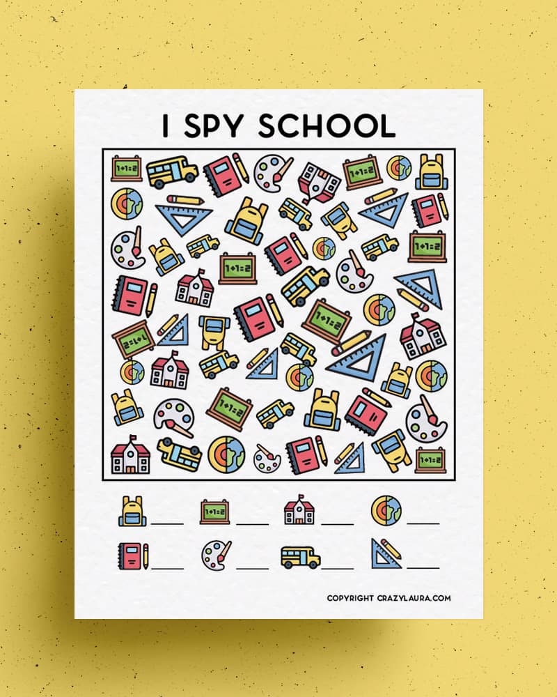 Free I Spy School Printable Game For Kids In