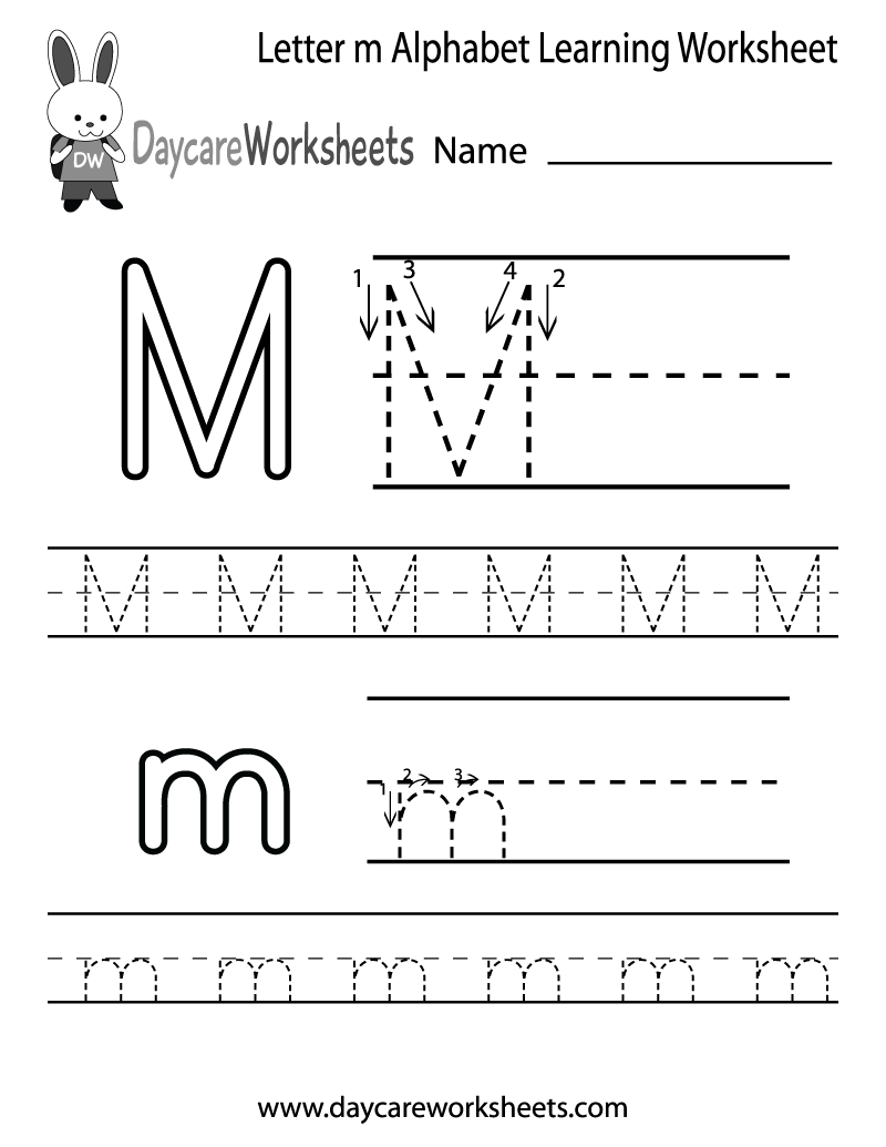 Free Letter M Alphabet Learning Worksheet For Preschool Free Letter M Alphabet Learning Worksheet For Preschool
