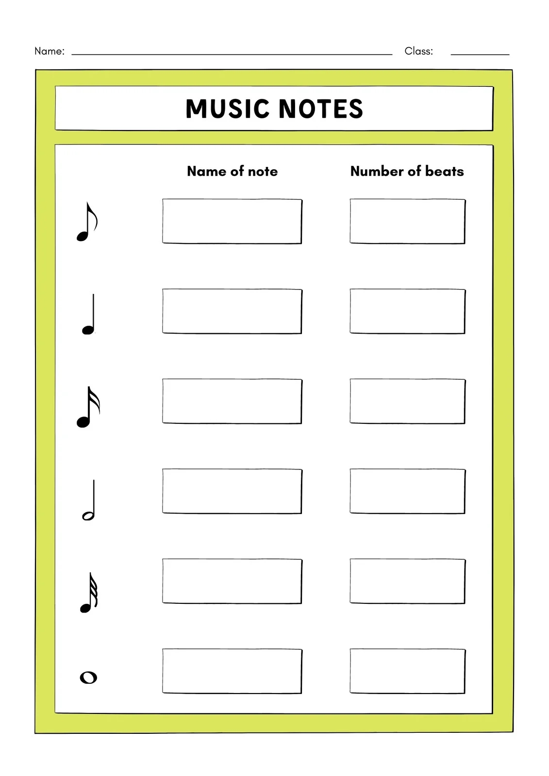 Free Printable Music Worksheets