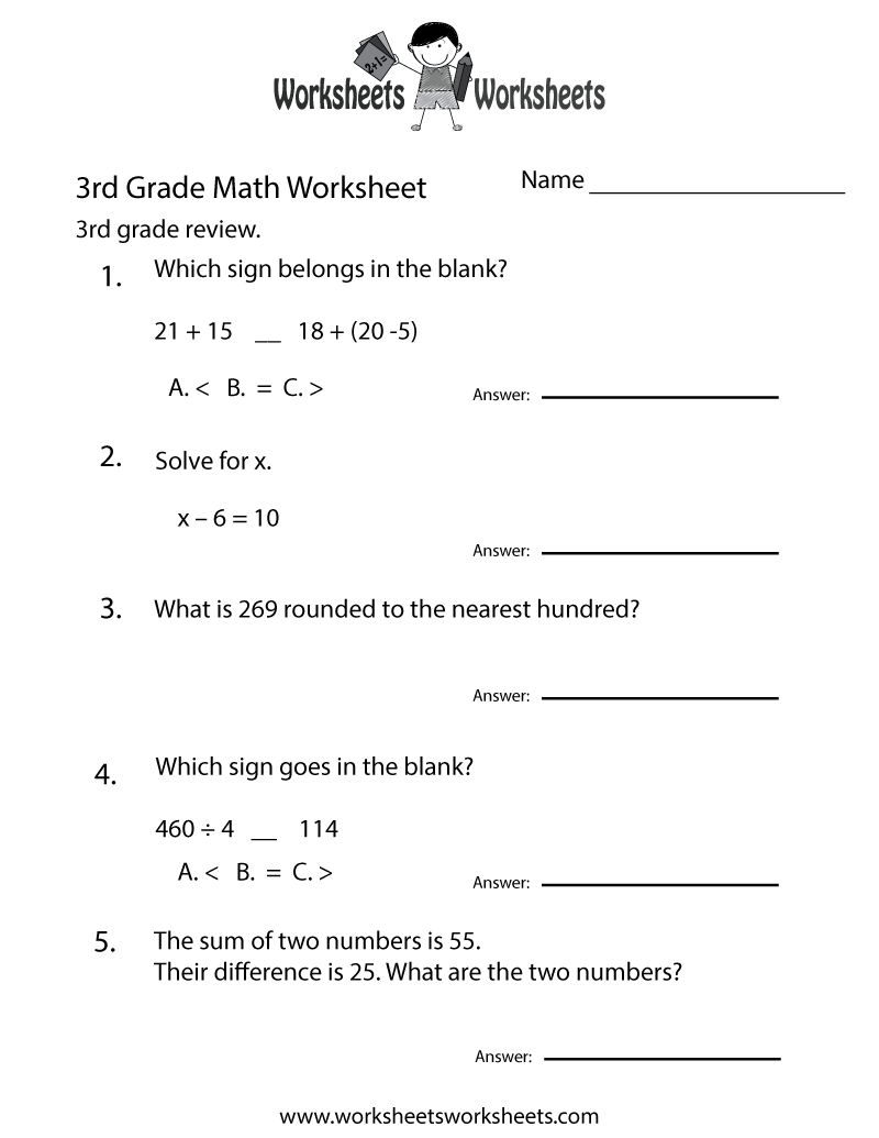 Free Printable 3rd Grade Worksheets