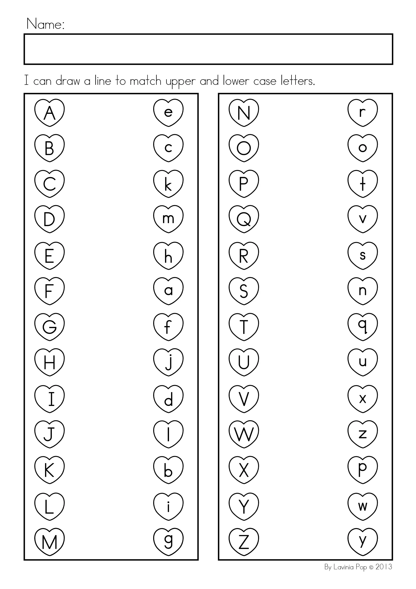 FREE Printable Alphabet Activity Valentine s Day Letter Match FREE Printable Alphabet Activity Valentine s Day Letter Match