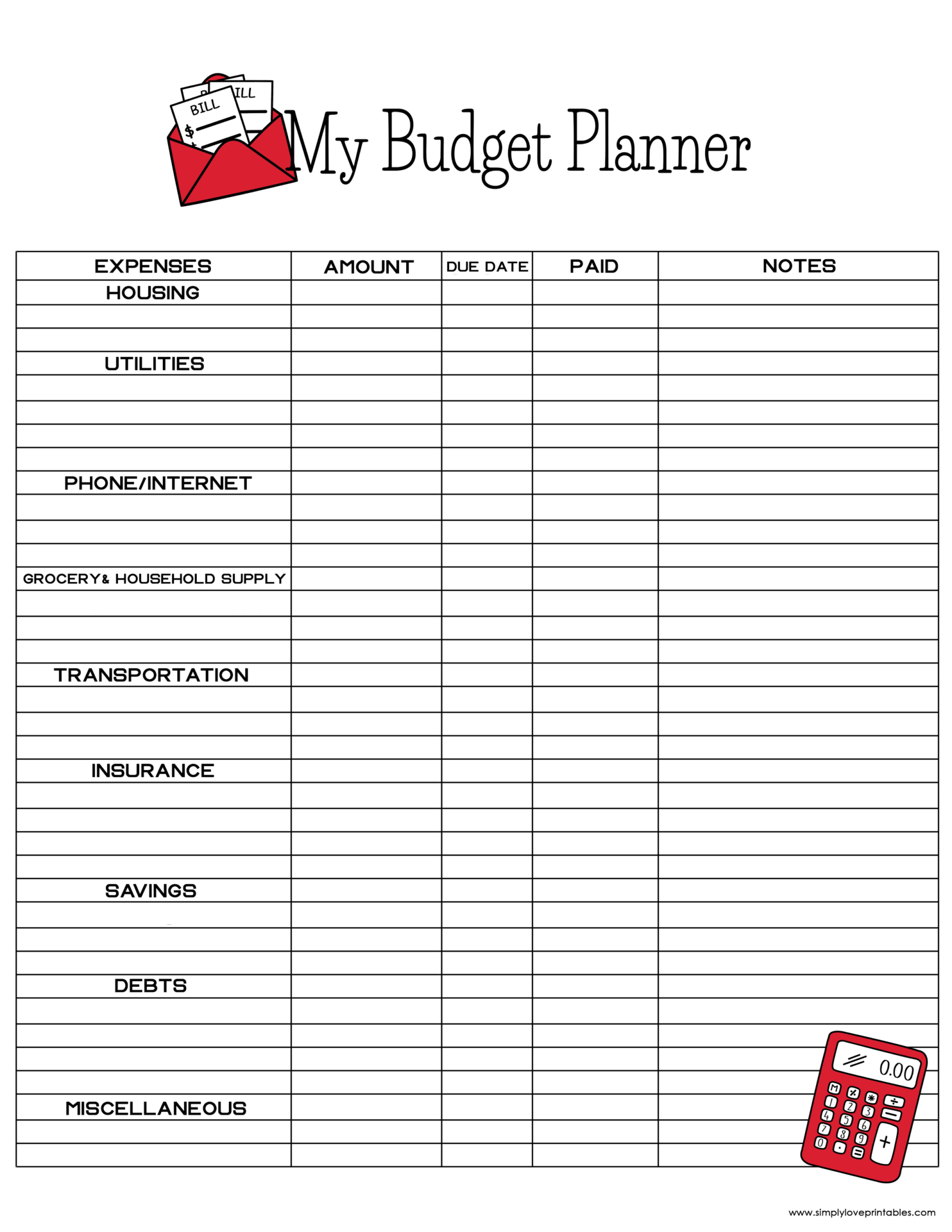 Free Printable Budget Templates Simply Love Printables Free Printable Budget Templates Simply Love Printables