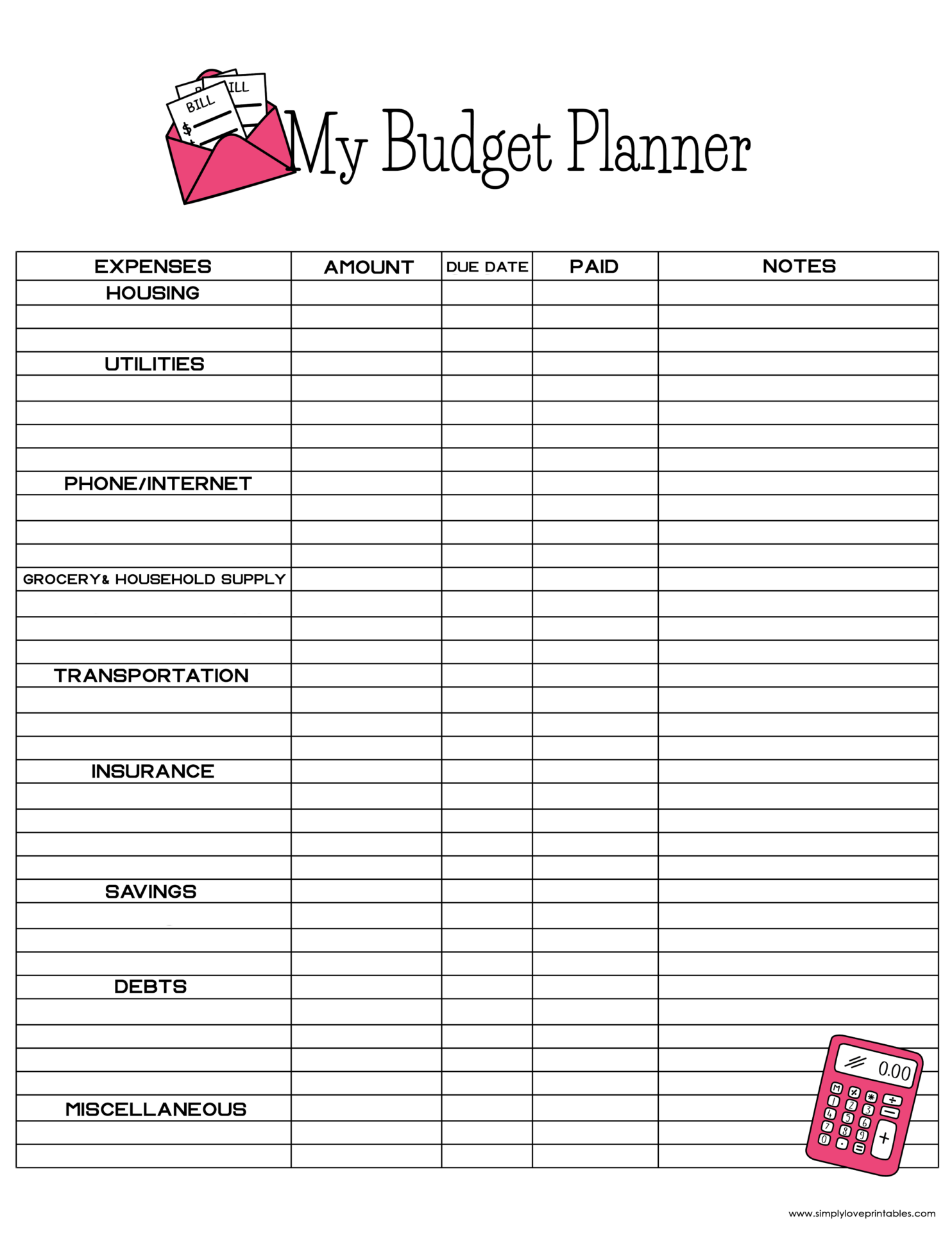 Budget Worksheets Free Printable