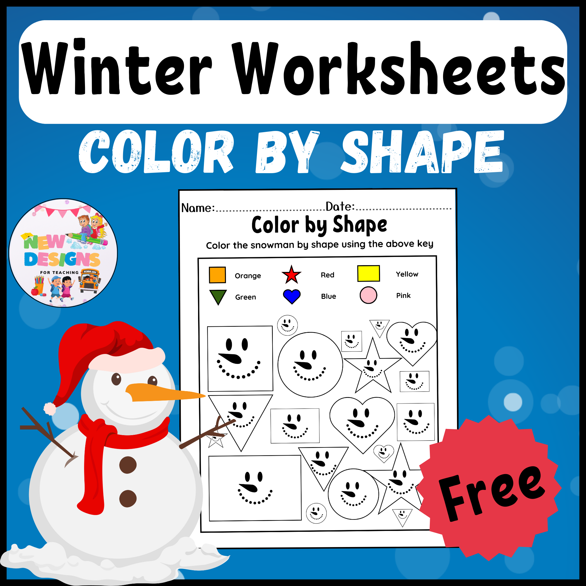 FREE Printable Color By Shape Printable Winter Worksheets Made By Teachers
