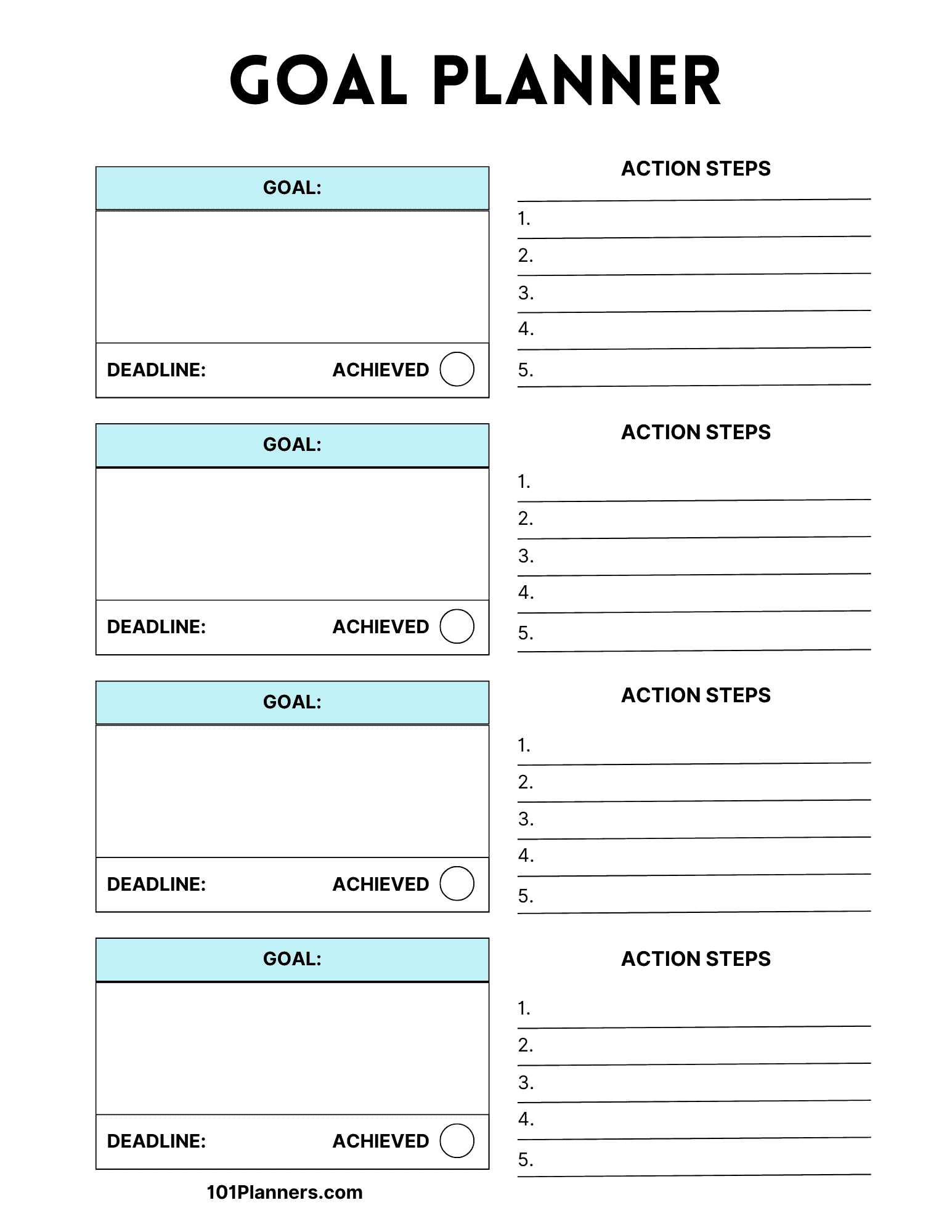 Free Printable Goal Tracker Many Options And Designs Worksheets Library