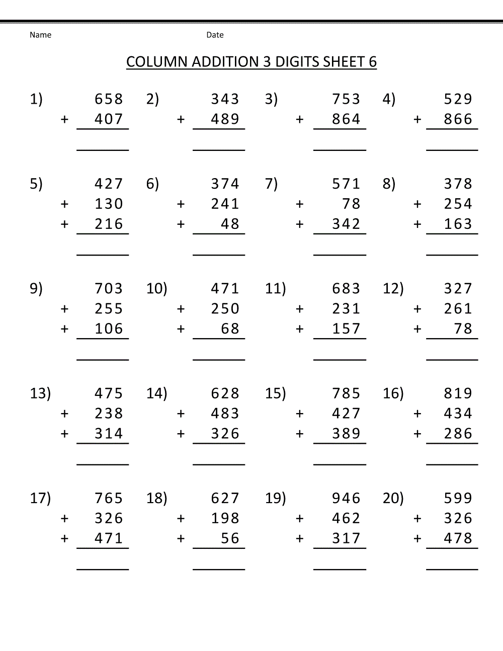 Free And Printable Math Worksheets