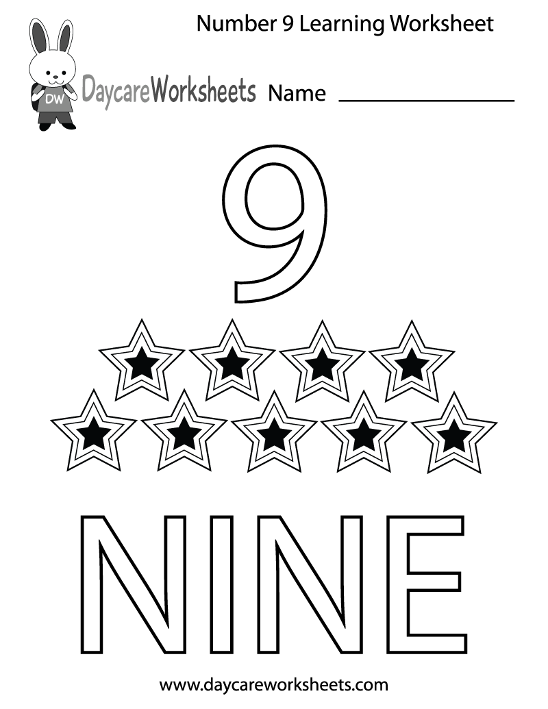 Free Printable Number Nine Learning Worksheet For Preschool Free Printable Number Nine Learning Worksheet For Preschool